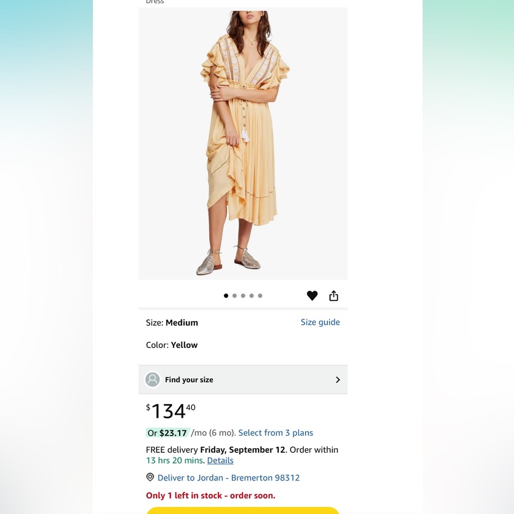 NWOT Free People Will wait for you Midi Dress - Picture 3 of 8